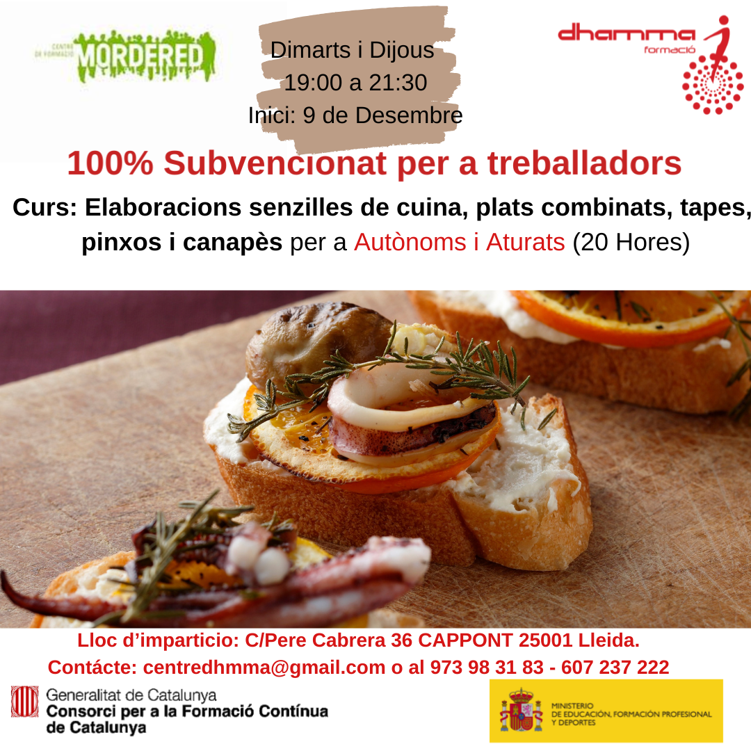 Curso Cocina: Tapas, pinchos y Platos combinados.